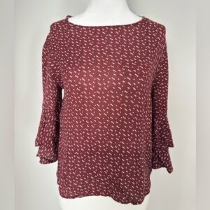 Elegant Brown Blouse with White Dots